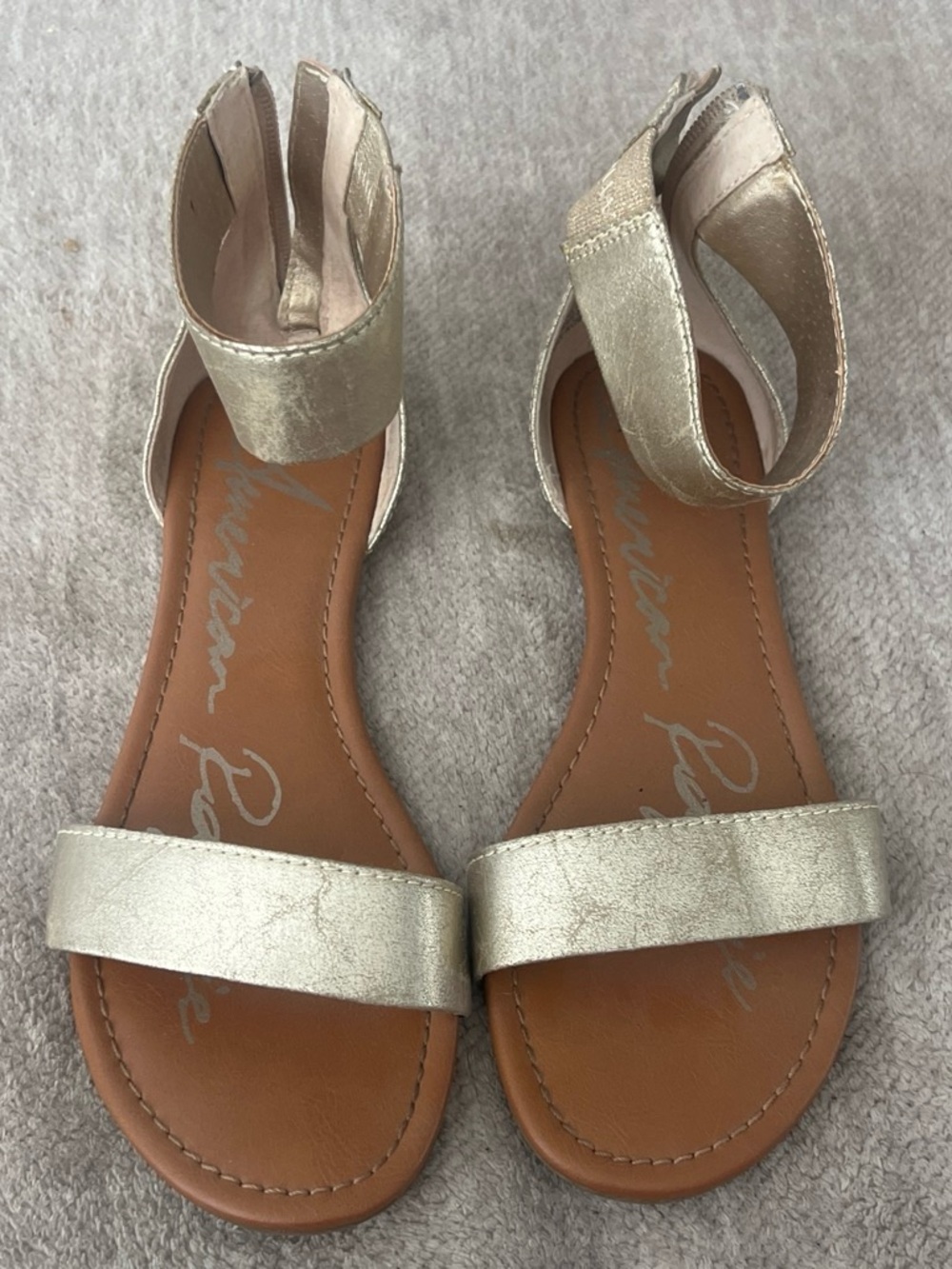 Metallic Gold Ankle-Strap Women’s Sandals